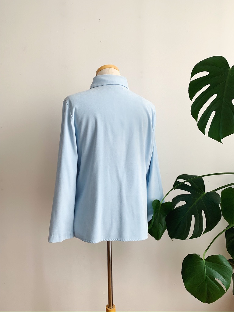 1990s–2000s ✿ Baby Blue Suedette Cutout Blouse