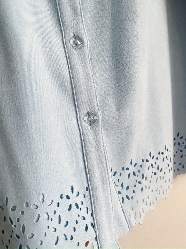 1990s–2000s ✿ Baby Blue Suedette Cutout Blouse