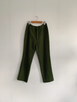 1960s–1970s ✿ Olive Green Check Wool Cigarette Pants