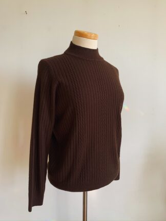 1990s ✿ Chocolate Brown Ribbed Turtleneck