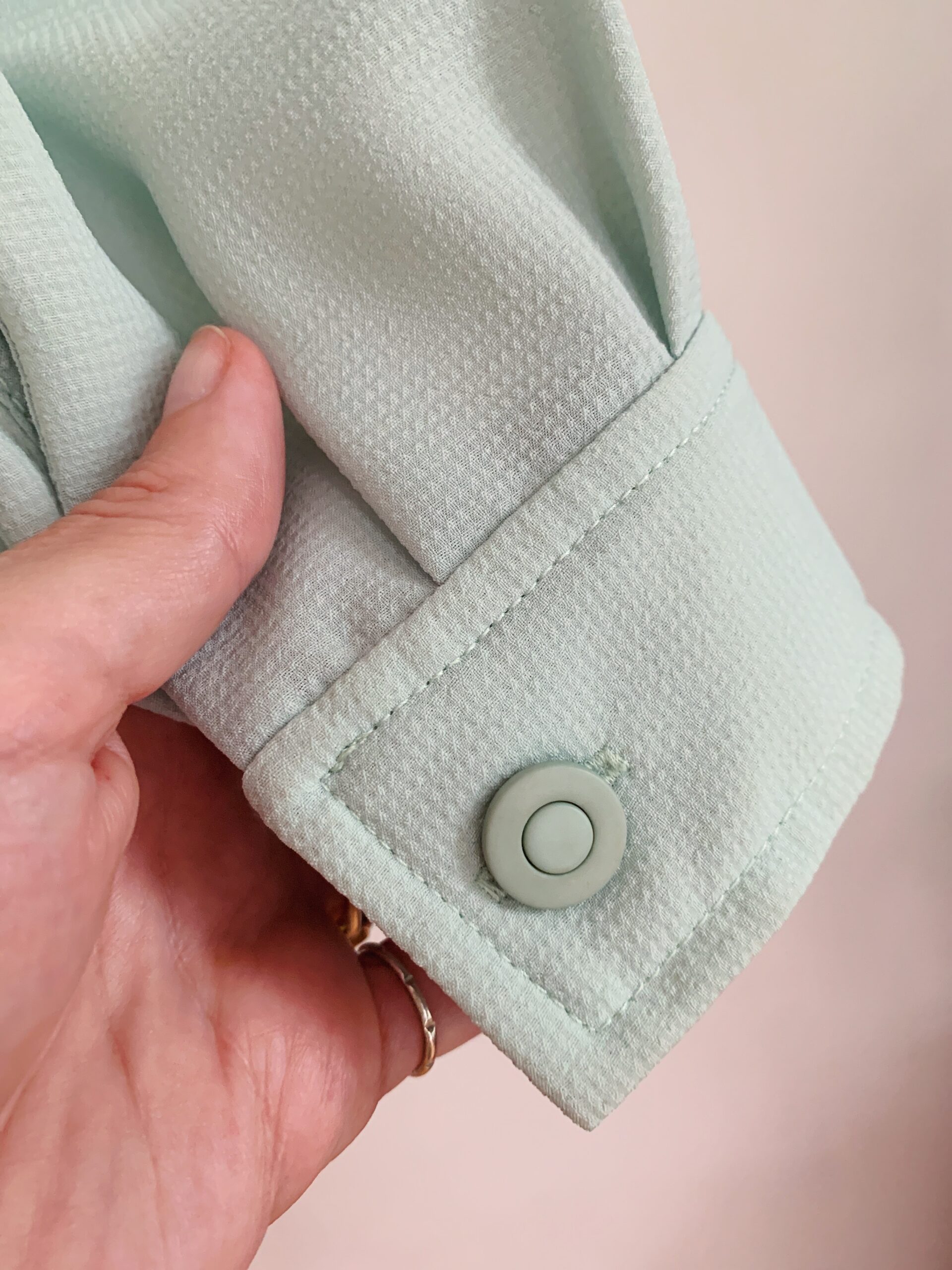 1990s Celadon Button Up Minimalist Blouse