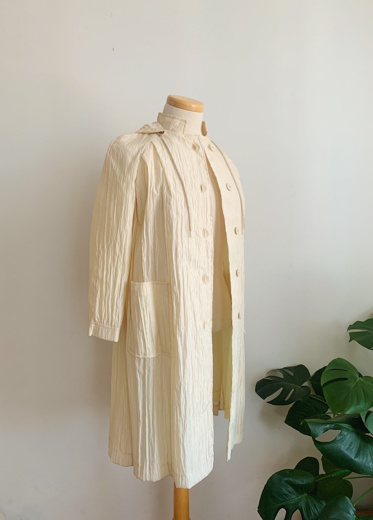 1960s–1970s ✿ Cream Micro-Pleated Coat