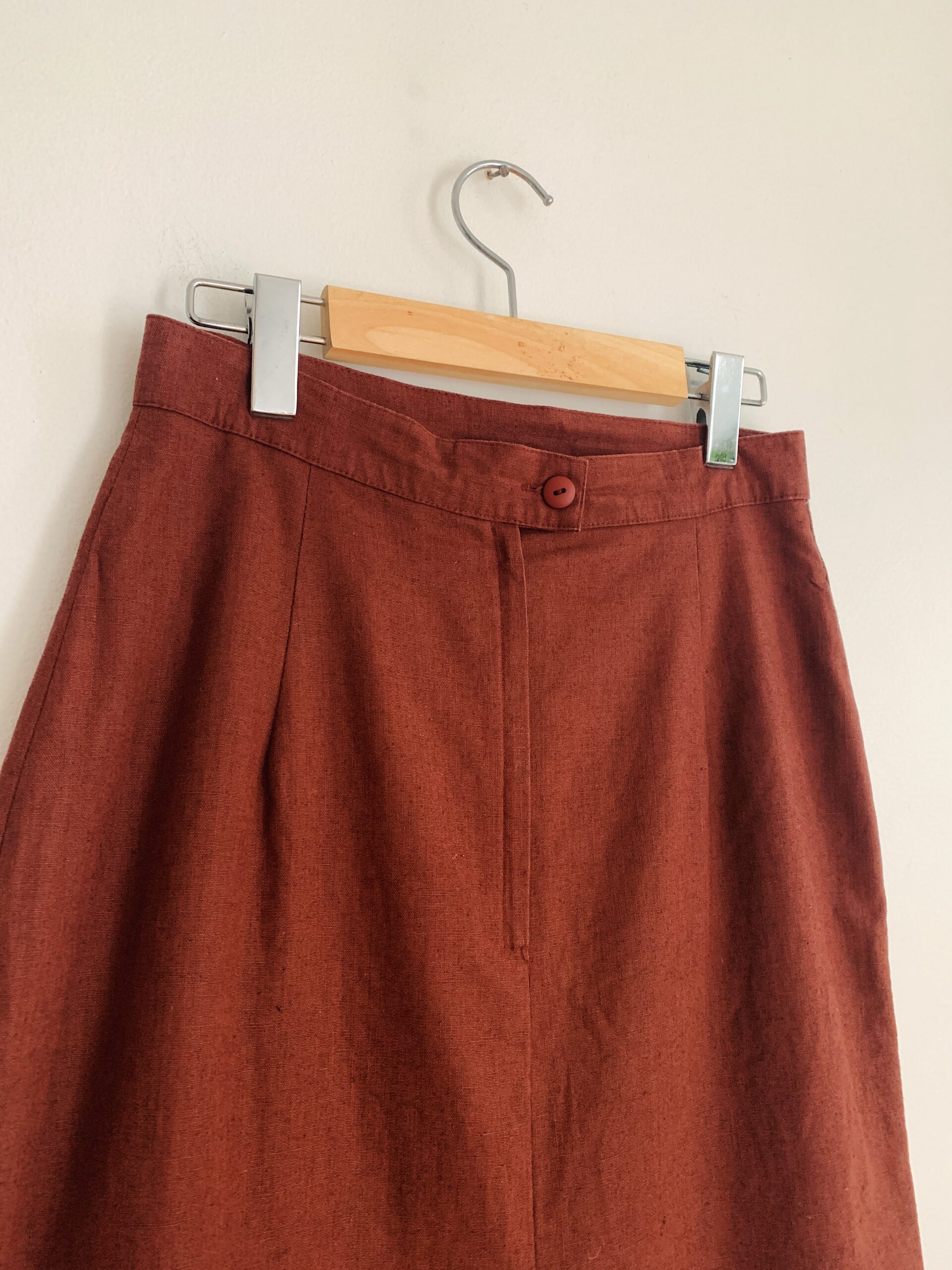 1990s ✿ Rust Linen Straight Skirt - Image 6