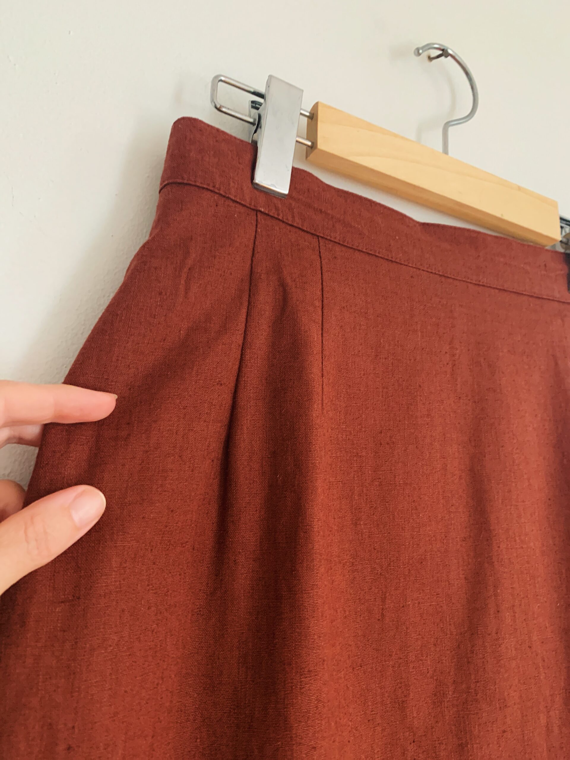 1990s ✿ Rust Linen Straight Skirt - Image 7