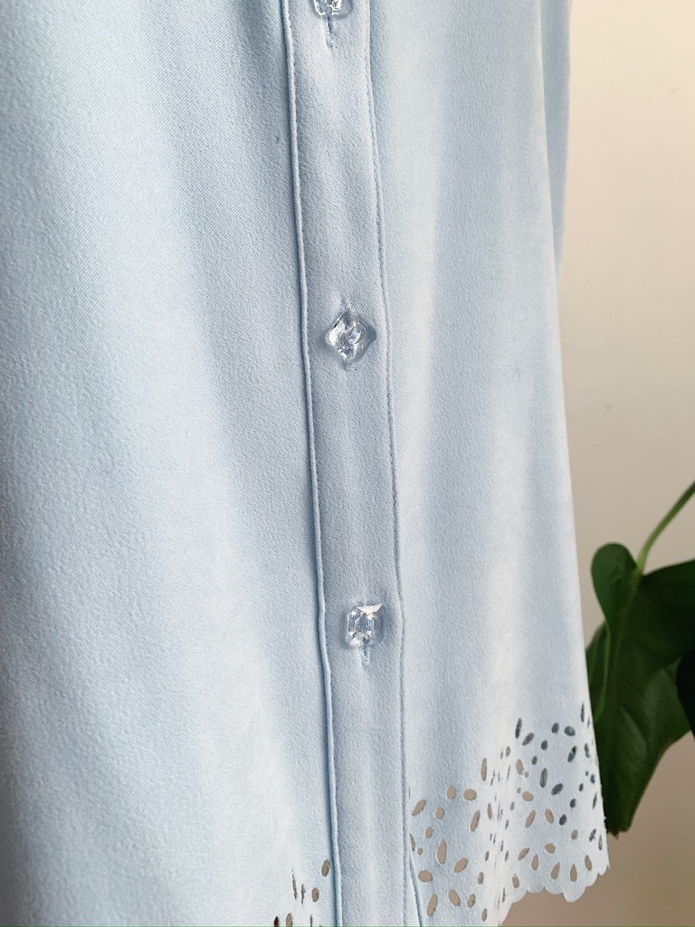 1990s–2000s ✿ Baby Blue Suedette Cutout Blouse