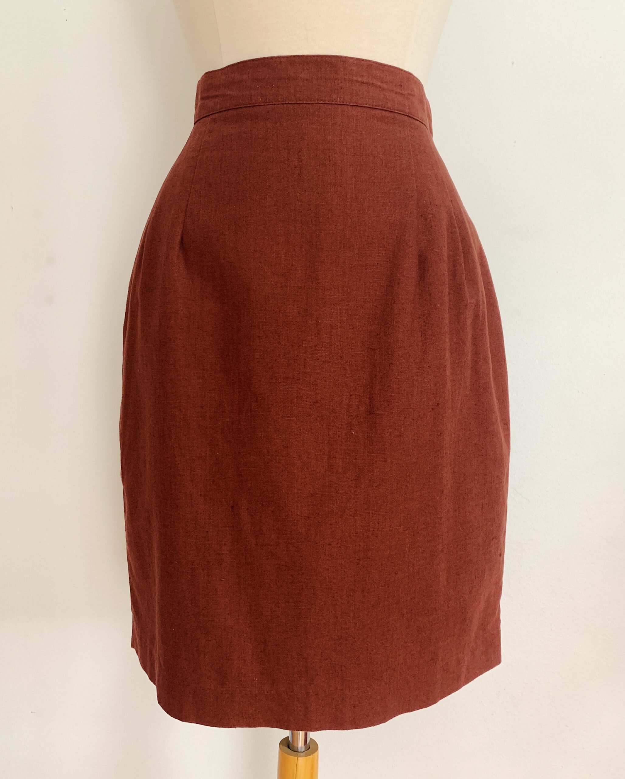 1990s ✿ Rust Linen Straight Skirt - Image 2