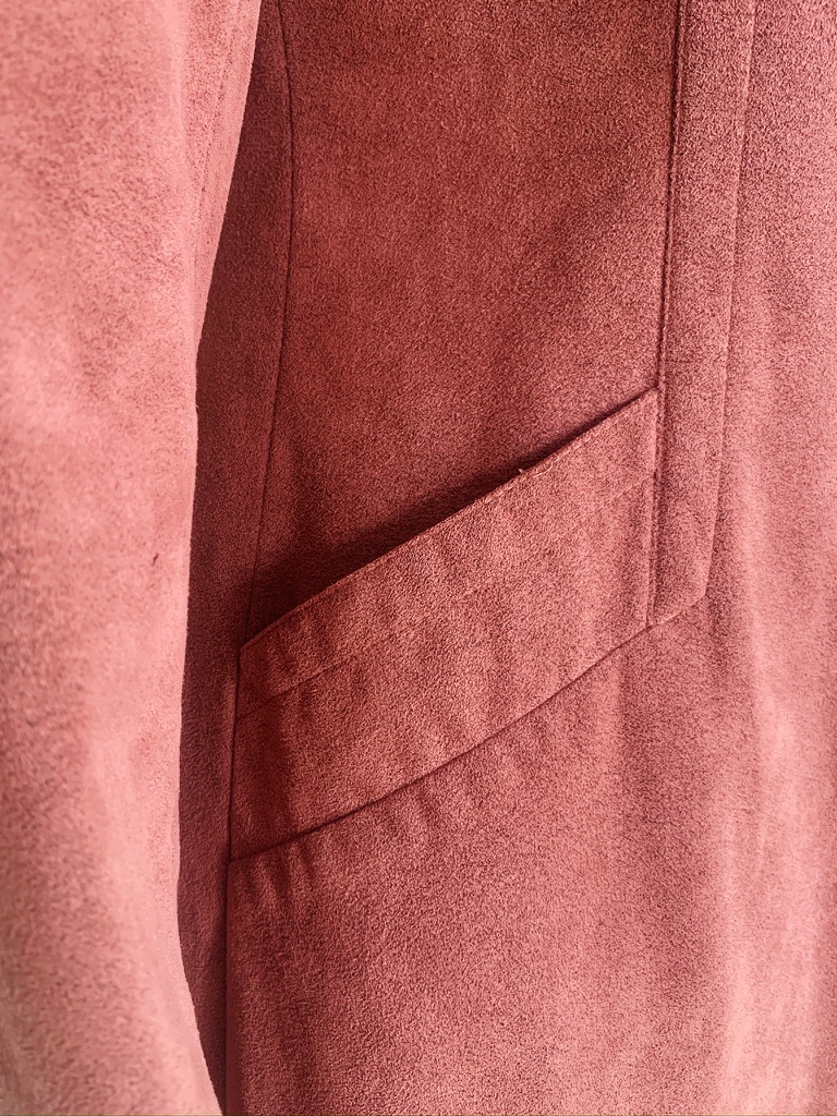 60s 70s Dusty Rose Faux Suede Coat | Vintage Made in Canada Trench Coat