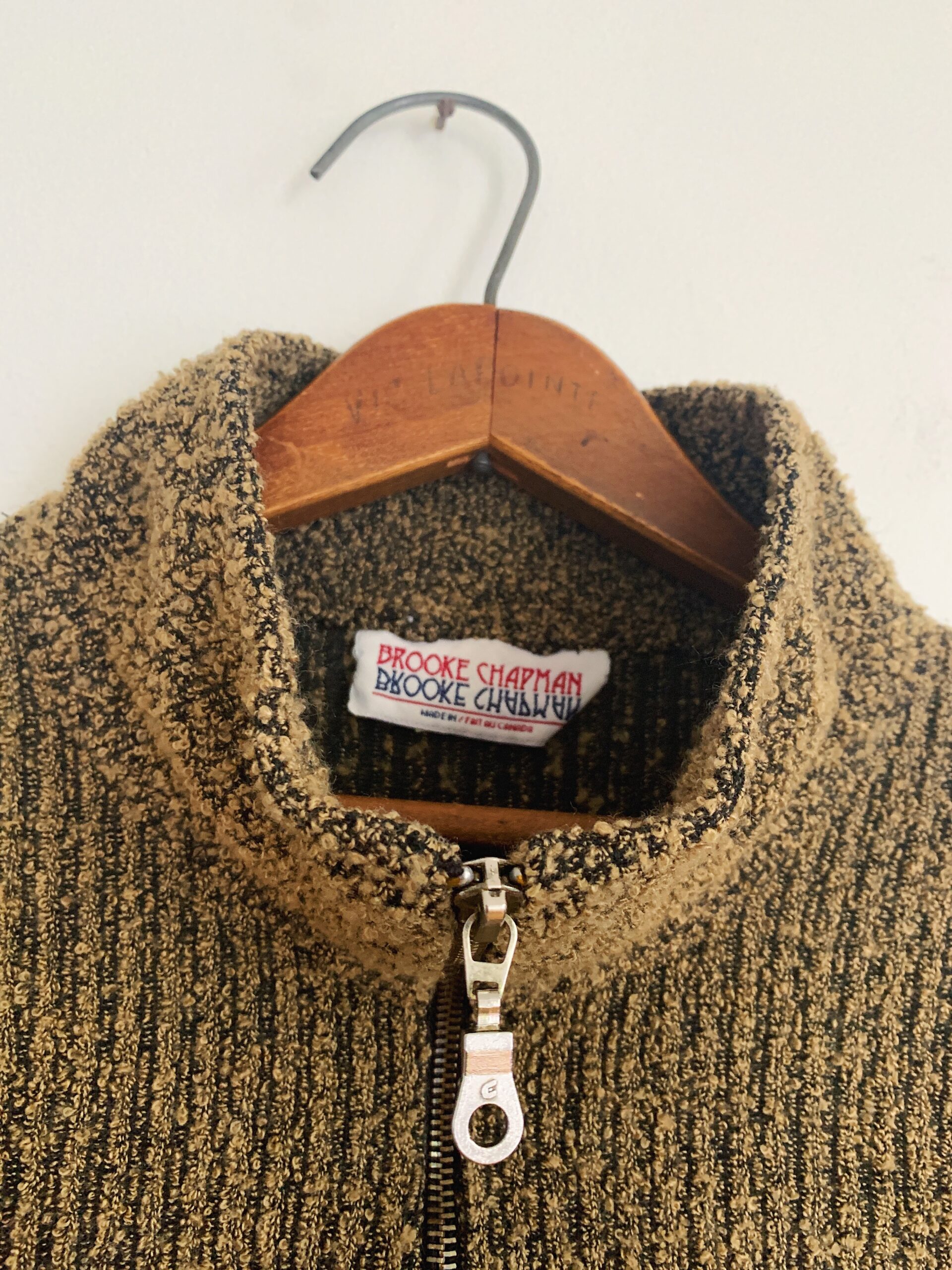 1980s–1990s ✿ brown bouclé oversized quarter-zip sweater - Image 3
