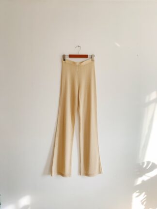 90s Sheer Knit Flare Pants | Vintage High Waist Lounge Pants