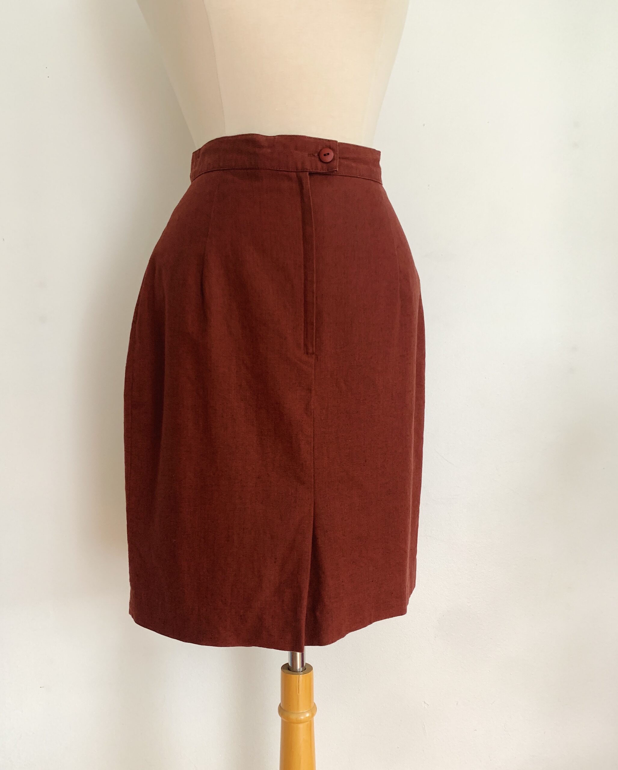 1990s ✿ Rust Linen Straight Skirt - Image 3