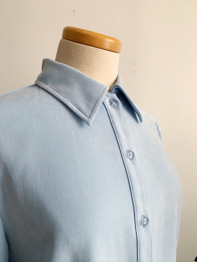1990s–2000s ✿ Baby Blue Suedette Cutout Blouse