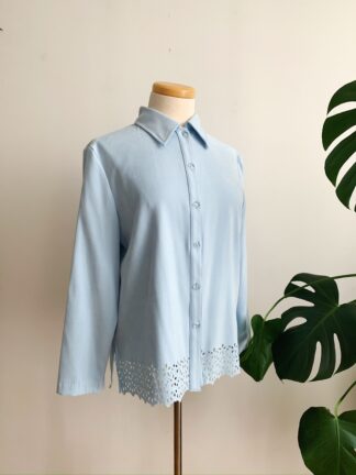 1990s–2000s ✿ Baby Blue Suedette Cutout Blouse