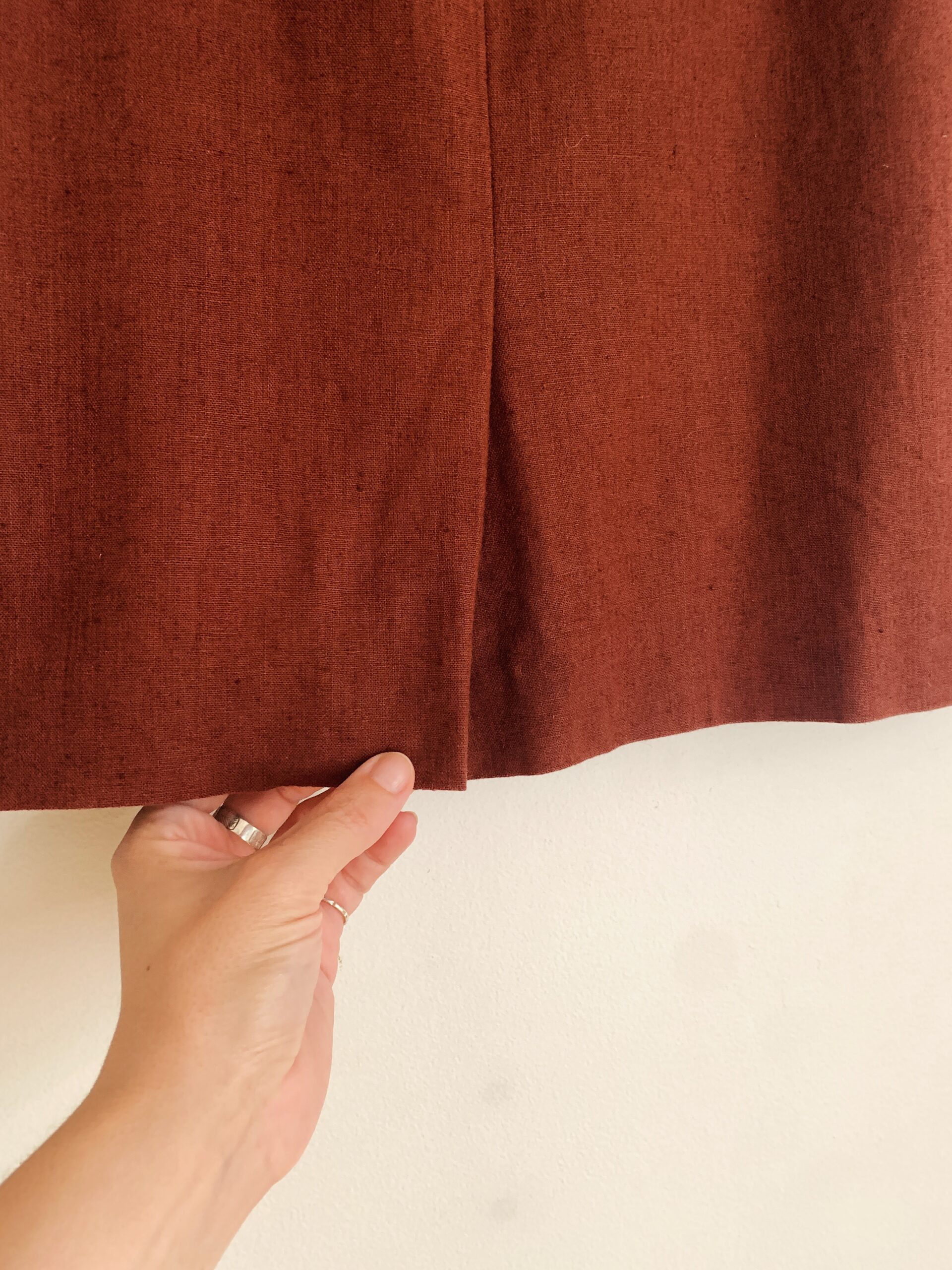 1990s ✿ Rust Linen Straight Skirt - Image 5