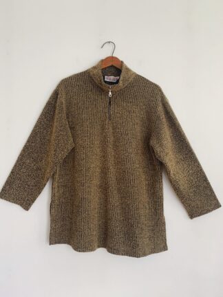 1980s–1990s ✿ brown bouclé oversized quarter-zip sweater