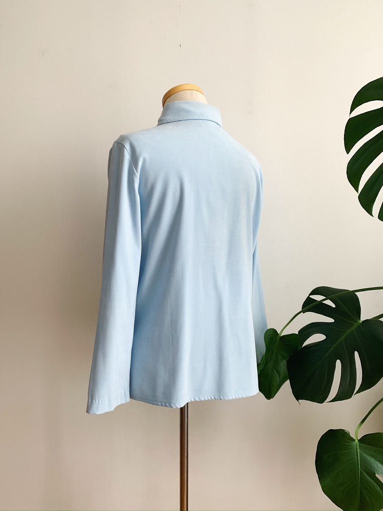 1990s–2000s ✿ Baby Blue Suedette Cutout Blouse