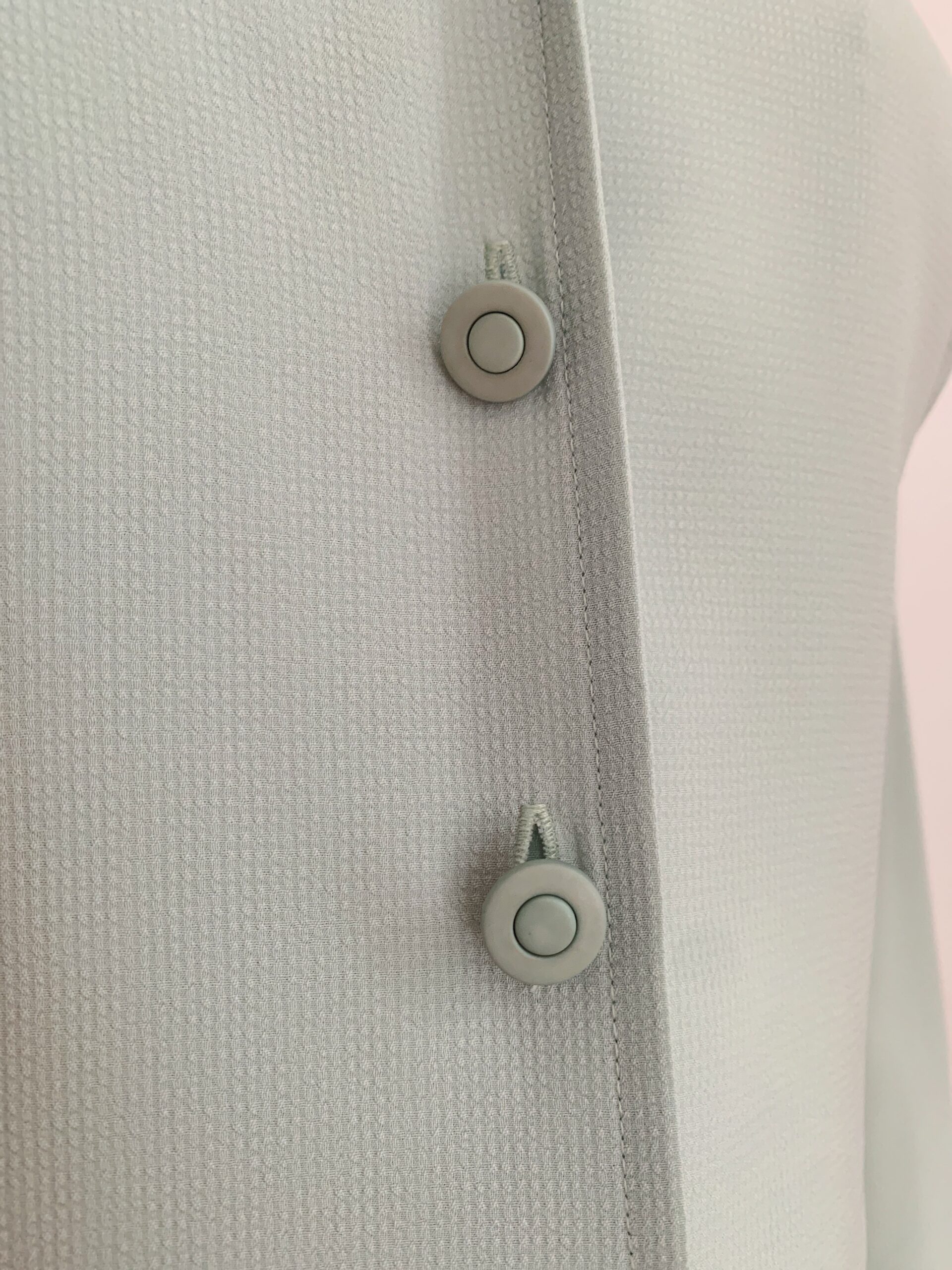 1990s Celadon Button Up Minimalist Blouse
