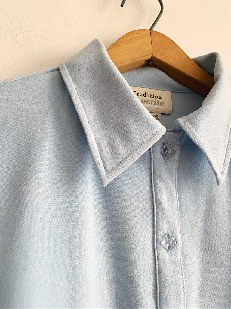 1990s–2000s ✿ Baby Blue Suedette Cutout Blouse