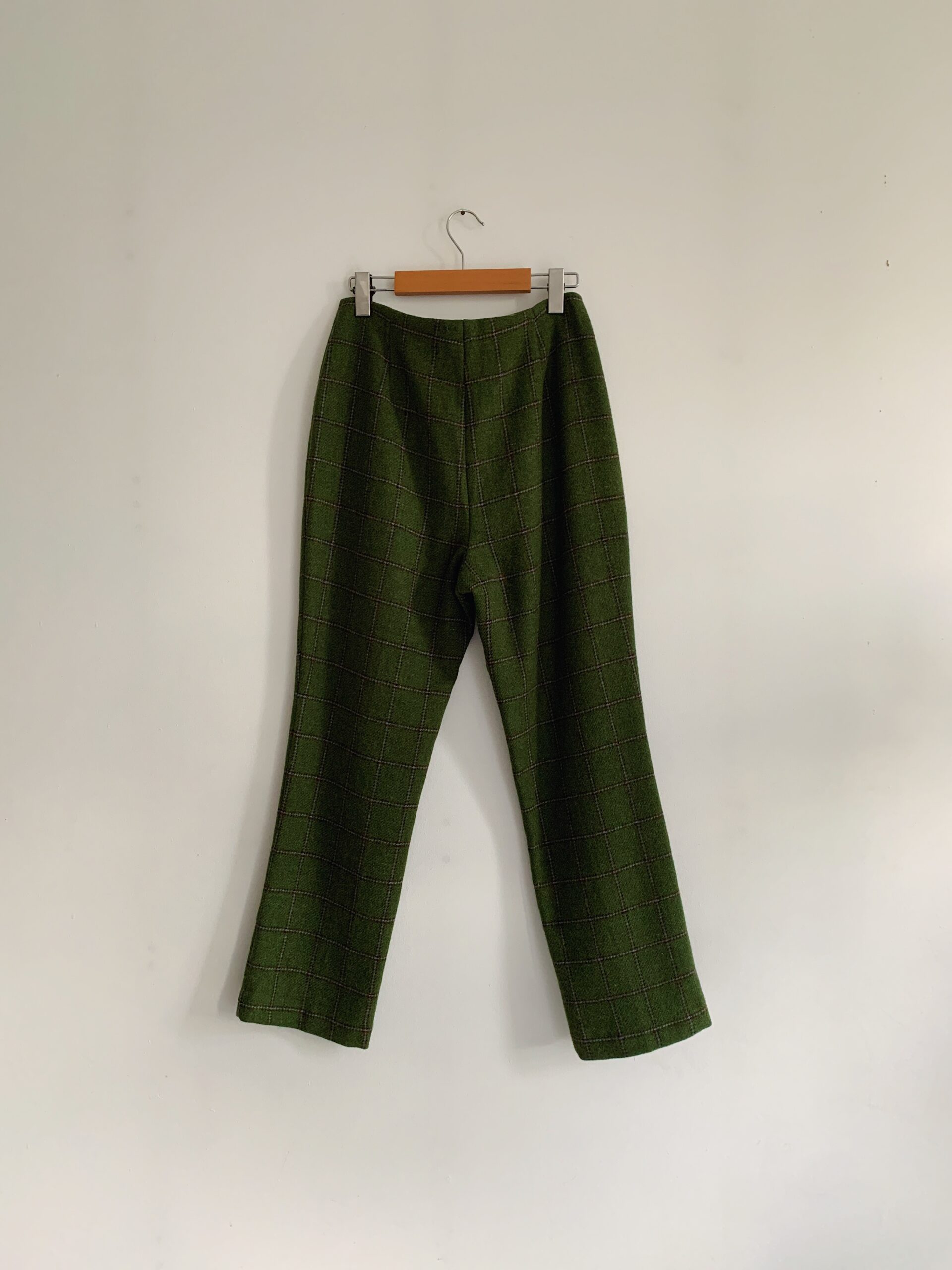 1960s–1970s ✿ Olive Green Check Wool Cigarette Pants – Image 7