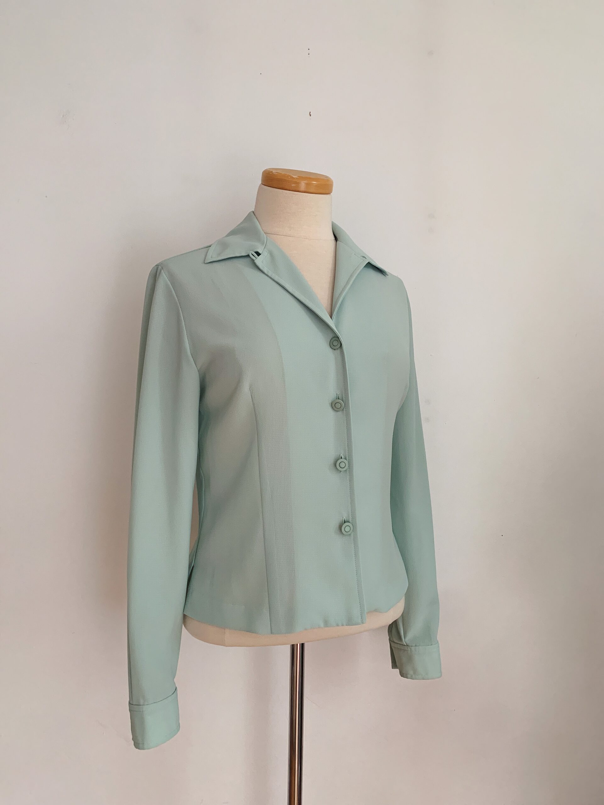 1990s ✿ Celadon Button Up Minimalist Blouse