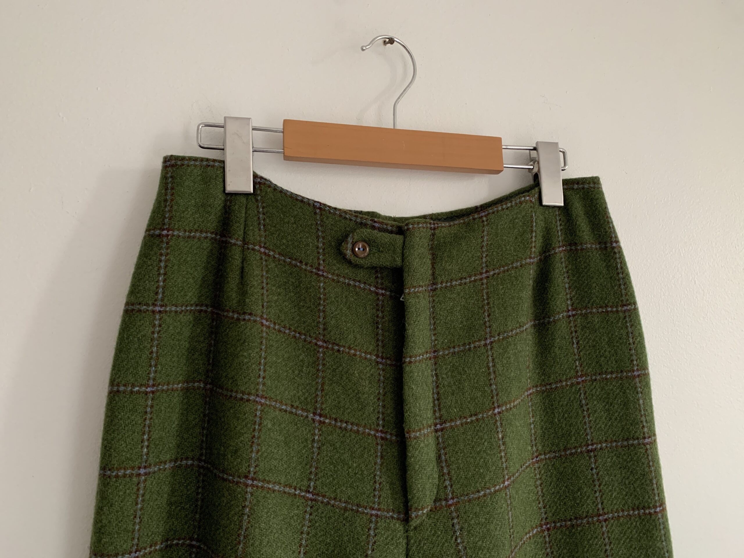 1960s–1970s ✿ Olive Green Check Wool Cigarette Pants – Image 3