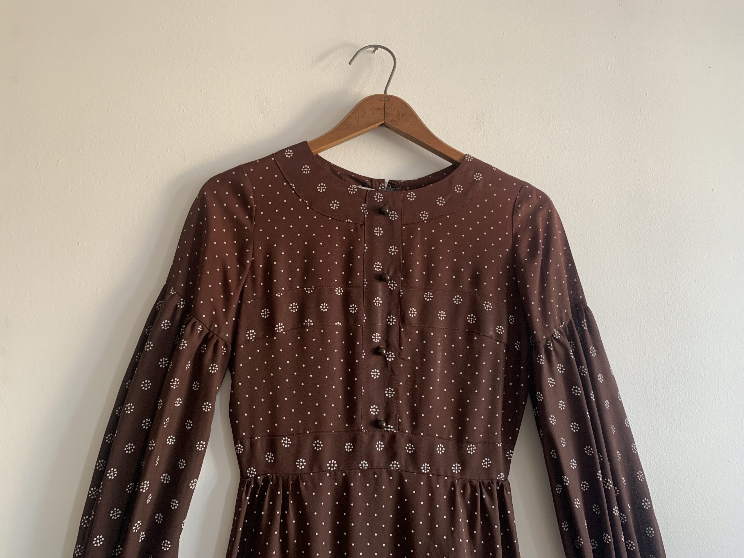 1970s ✿ Jean Varon brown floral prairie dress - Image 2