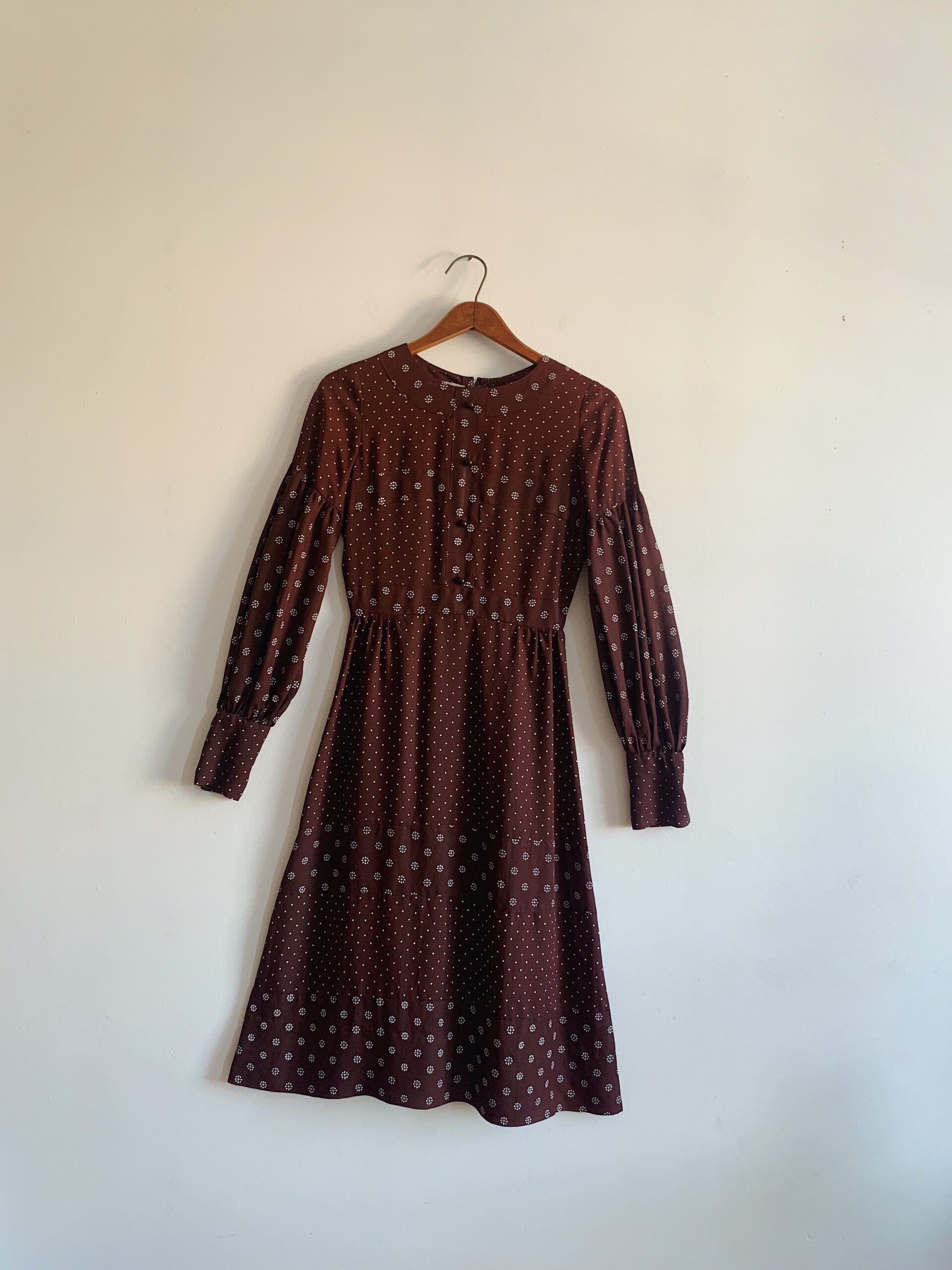 1970s ✿ Jean Varon brown floral prairie dress